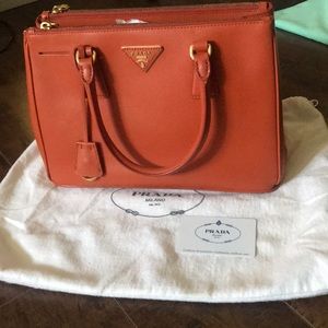 Prada Saffiano Lux Small Double-Zip Tote